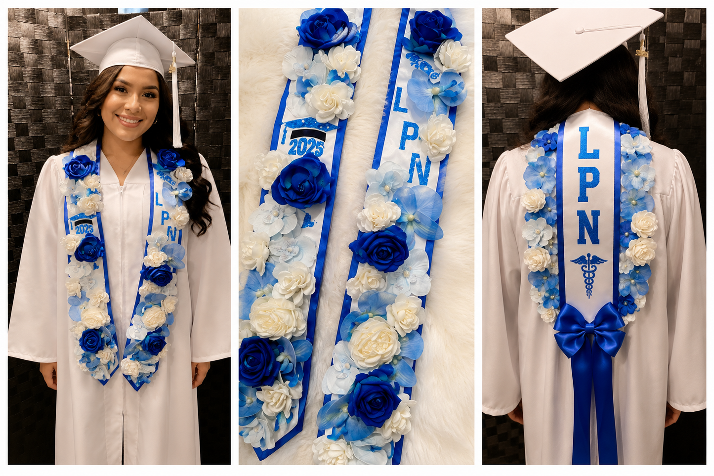 Royal Blue Triumph Floral Stole