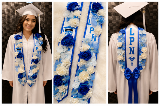 Royal Blue Triumph Floral Stole
