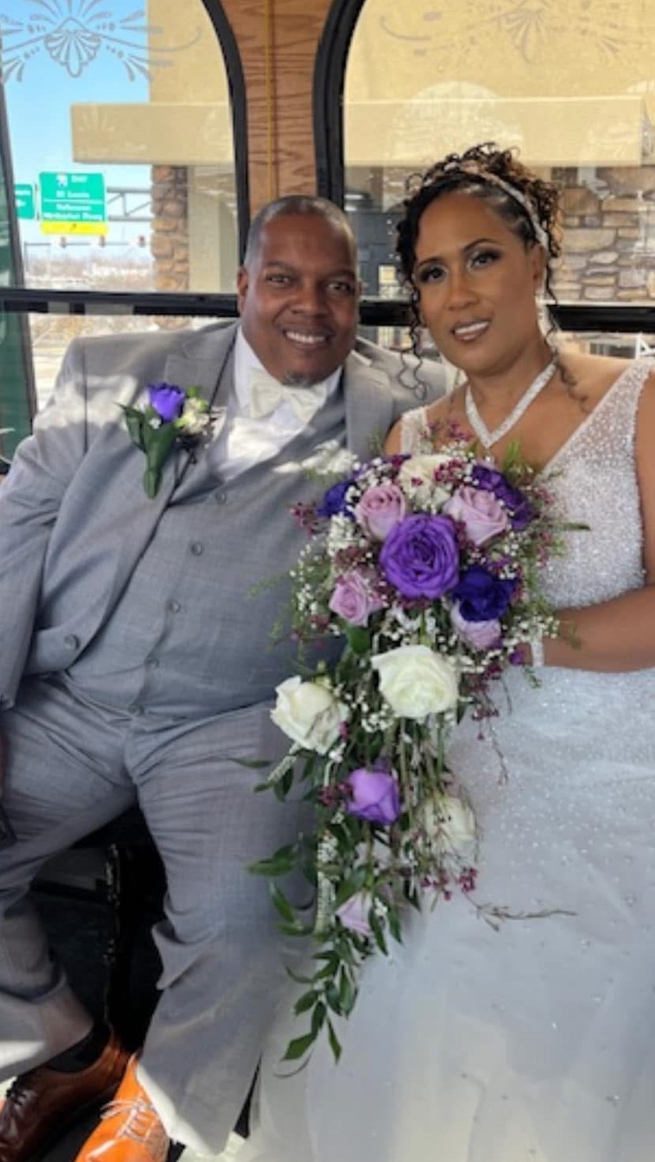 Cascading Bridal Bouquet & Boutoniere