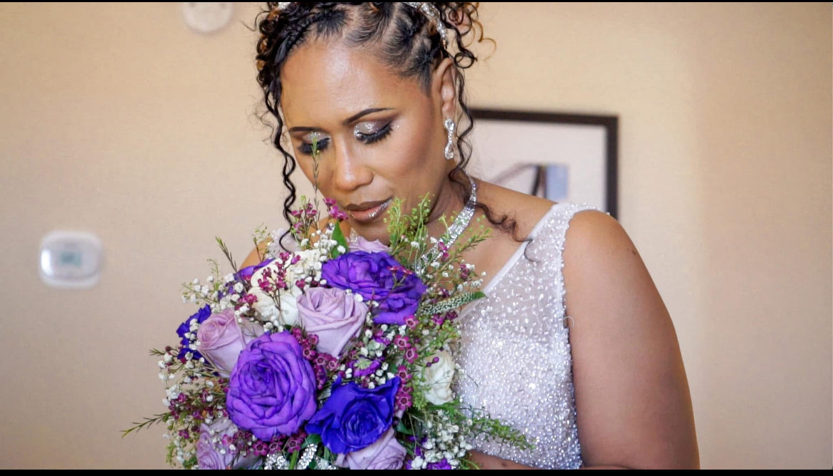 Cascading Bridal Bouquet & Boutoniere